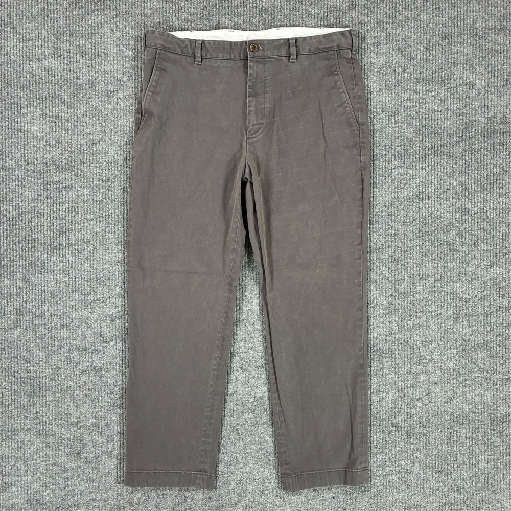 Brooks Brothers Clark Fit Chino Pants Mens 38x30 Gray Flat Front Casual Cotton